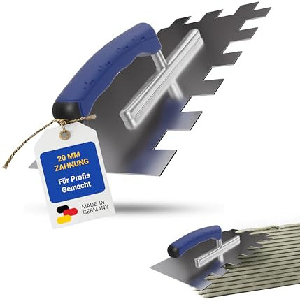 Karl Dahm Truelle Dentée 20mm Softgrip I Truelle à Carrelage Inoxydable Denture 20mm I Truelle Poignée Souple Ergonomique pour une Réalisation Facile des Surfaces à Coller I Outil Carreaux Pro – 10644