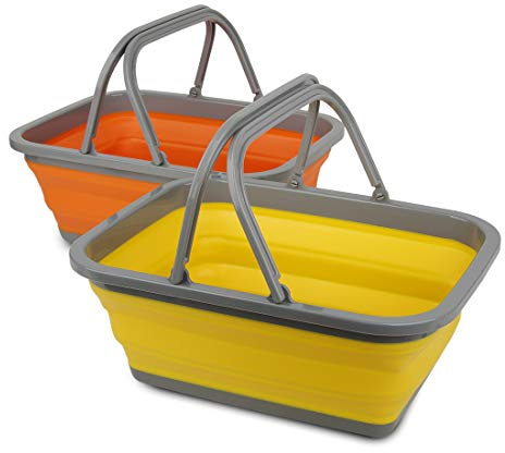 2 Pack Collapsible Sink with 2.25 Gal / 8.5L Each Wash Basin for Washing Dishes, Camping, Hiking and Home
