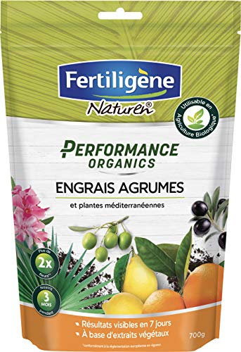 FERTILIGENE NATUREN POEAG7 - Engrais Granulés Performance Organics Agrumes, Plantes Méditerranéennes UAB 700 g - Résultats dès 1 semaine - Avec extraits végétaux enrichi en guano marin - Pour 14m²
