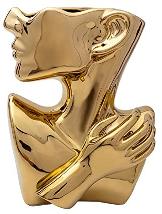 Gaobei Übertopf für drinnen und draußen, Keramik, Sukkulenten-Pflanzgefäß, Vase, griechische Statue, Pflanzgefäß, Urne, Heim, Garten, Dekoration, Skulptur (Gold)