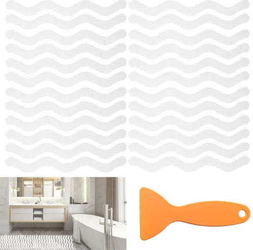 24 Pcs Non Slip Bathtub Stickers, Wave Non Slip Stickers, Shower Stickers, Transparent Self-Adhesive Non-Slip Strips Stickers for Bath Tub, Stairs, Shower Room, Slippery Surfaces