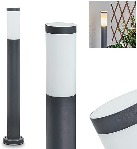 Außenwegeleuchte Sessa, moderne Sockelleuchte aus Metall/Kunststoff in Anthrazit/Weiß, Wegeleuchte 80 cm, Gartenlampe m. E27-Fassung, Gartenbeleuchtung IP44, ohne Leuchtmittel