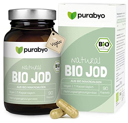Bio Jod Kapseln | aus Algen der nördlichen Hebriden | Bio Kelp vegan | im Glas | 150 μg organisches Jod | 1 Kapsel täglich | 3-Monatsversorgung | vegan, laborgeprüft, in Deutschland hergestellt