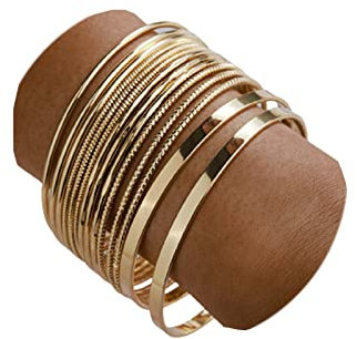 Inateannal 14-teiliges Gold-Armband-Set, indische, stapelbare, glänzende Armbänder, Multipack, Wickelarmbänder, Modeschmuck für Frauen und Mädchen