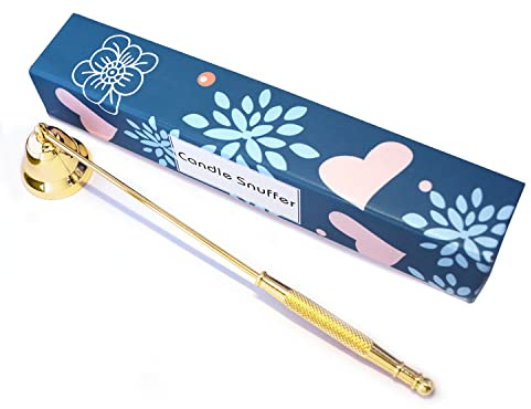 Candle Snuffer Candle Extinguisher Snuffer Accessory Metal Candlesnuffers with Long Handle for Putting Out Candles Extinguish Nest Flame Scented Candles Aromatherapy Candles Jar Candles (Gold)