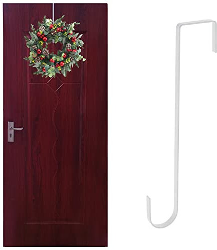 ZningEsxi 30cm Wreath Hanger Front Door Wreath Metal Hook for Christmas Halloween Outdoor Hanging Decoration Over Non Scratch Wall Wreaths(White, 1 Pc)
