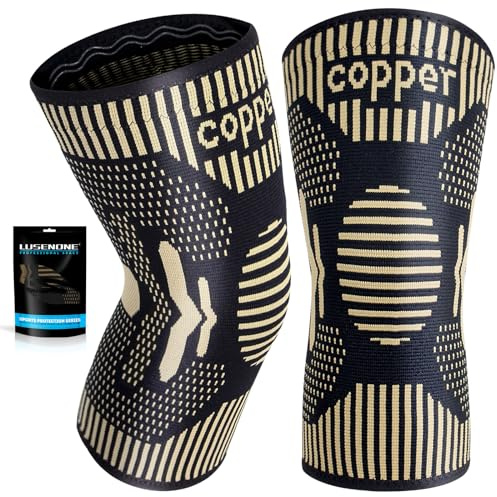 Lusenone - Paquete de 2 soportes de rodilla de cobre para mujeres/hombres - Manga de compresión para rodilla, las mejores mangas de rodilla para artritis, desgarro de menisco, dolor en la articulación