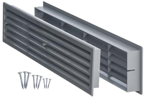 ABOUT VENT 18'' x 4'' Inch Door Vent Cover with Screws - Gray Interior Door Vent Covers - Two Sided Plastic Ventilation Grille - Door Vents for Interior Doors - Bathroom Air Vent Louvers for Door
