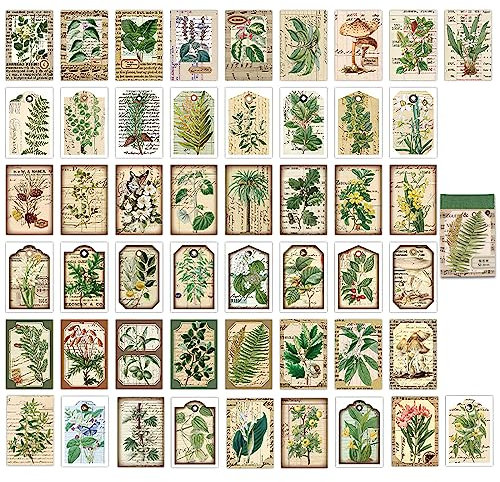 50-Stücke Washi Aufkleber, Vintage Pflanze Stickers für Journaling, DIY Dekorative Papier für Journal Art Scrapbooking Tagebuch Karte Handwerk Geschenk Album Notizbuch