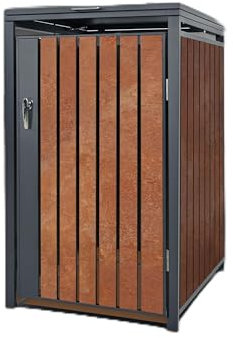 ML-Design Box pour 1 Poubelle, 240L, 68x80x116,3 cm, en Acier/Acier Corten, Anthracite/Aspect Rouille, Habillage de Poubelle avec Couvercle Rabattable/Porte, Conteneur Abri Hangar Cache-Poubelle
