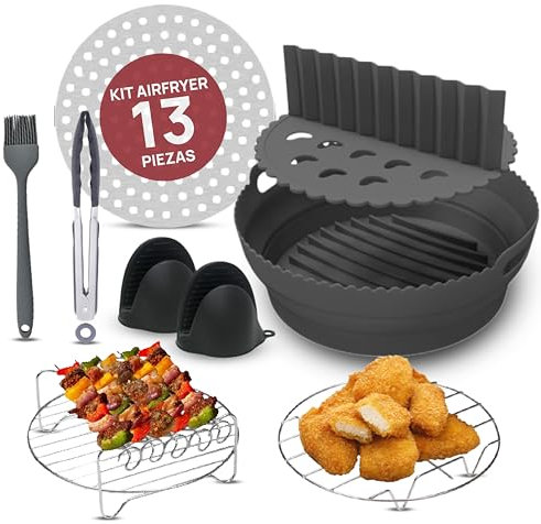 Accessoires Air Fryer. Accessoires pour friteuses compatibles avec toutes les marques de friteuses 5,5L 6L 6,2L moules en silicone Sans BPA 13 ustensiles air fryer lavables au lave-vaisselle