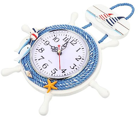 Yardenfun Elegante Orologio Da Parete in Legno Con Timone Di Nave Stile Mediterraneo Per Gli Amici