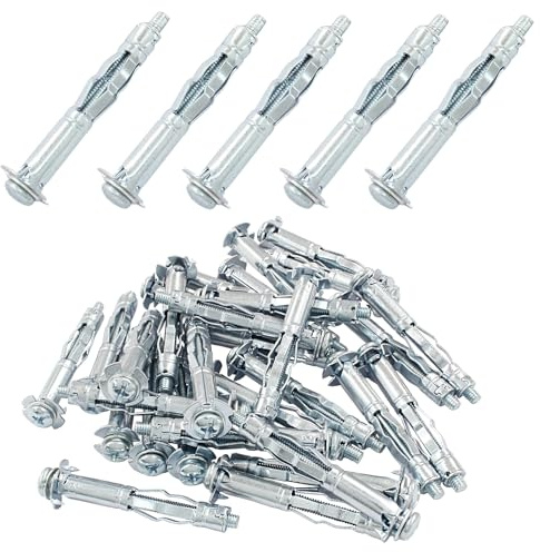 Seimneire 30 Pcs M4 x 46mm Heavy Duty Bolt, Hollow Drive Wall Anchor Screw Zinc Plated Steel Bolt, Anchor Screw Molly Bolts for Plaster Walls Tiles Drywall
