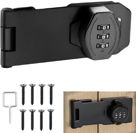 Cerradura de Combinación de Puerta Gabinete,Cerradura de Seguridad 3 Dígitos con Tornillo,Cerradura Mecánica con Contraseña,Cerradura de Privacidad para Puertas Armarios Granero Garaje (Nero)