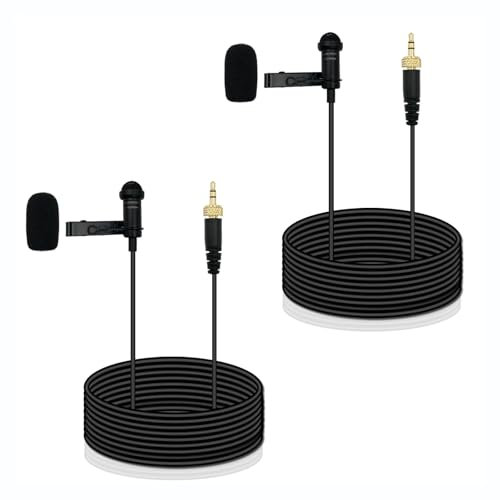 SPTSSWET Paquete de 2 micrófonos Lavalier compatibles con transmisor inalámbrico Sennheiser, condensador omnidireccional, micrófono con cable de 3.5 mm, solapa TRS para conferencias, transmisión en