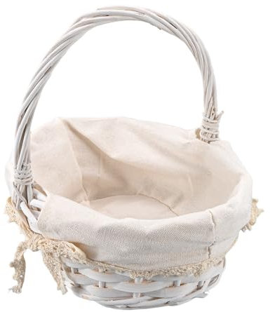 Ideen mit Herz Weiden-Korb | Holz-Korb mit Stoff | Naturfarben | Weidenholz | Präsentkorb | Geschenk-Verpackung | Deko | Shabby Chic | Blumen