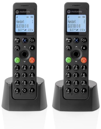 Motorola DOT212 Cordless Landline House Phone, Home Phone, Nuisance Call Blocking, Answer Machine, LCD Backlit Display, Twin Handset Pack