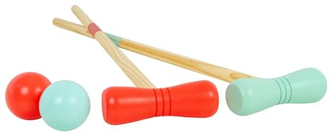 TP Toys Wooden Croquet Set FSC Certified 2-4 Player Outdoor Garden Game for Kids 3+ with Mallets, Balls, Metal Hoops & Winning Posts