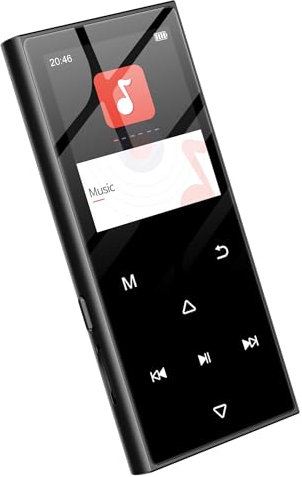 SWOFY Reproductor MP3 de 128 GB con Bluetooth 5.3 y pantalla de 1,8 pulgadas, música Hi-Fi, reproductor de MP3 para niños con altavoz, radio FM, función de libro electrónico, función de grabación