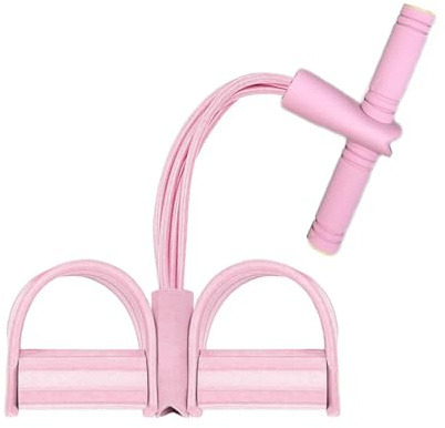 Bande de Résistance Musculation 6 Tubes avec Pédale – Élastique Sport Maison Fitness, Extenseur Élastique avec Poignées Antidérapantes pour Abdominaux et Entraînement Complet (Rose, 6 Tubes)
