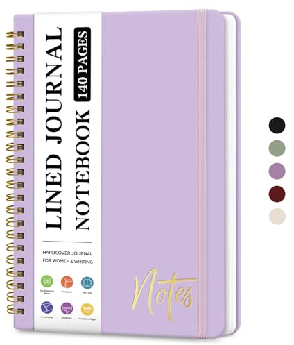 ZOTIA Lined Spiral Journal Notebook for Women, A5 College Ruled Journals for Writing, Hardcover Notebooks for Work, Note taking and Office School Supplies,140 Pages - Lilac Purple