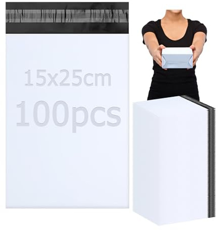 PDKKFF 100 Pièces Enveloppe Plastique Expedition 15x25cm | Pochette Envoie Colis Vinted, Emballage Colis Vinted, Autoadhésive Sac, Opaques Sachet pour Textiles et Boîtes à Chaussures