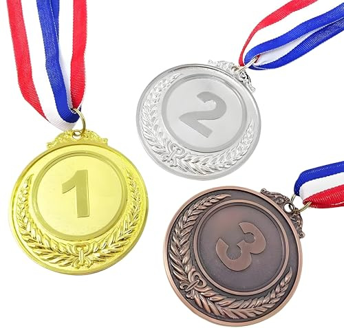 SUKADE 3 Pack Award Medals, Gold-Silver-Bronze Medals with Ribbons
