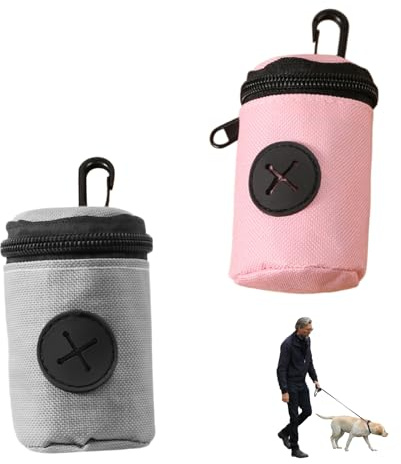 2 Pcs Dog Poop Bag Holder,Poop Bag Dispenser,Dog Waste Holder,Dicky Bag,Hands-Free Dog Waste Carrier with Clip,Lightweight Poo Bags Dispenser Apply,Mini Canine Garbage Waste Storage Holder for Dogs