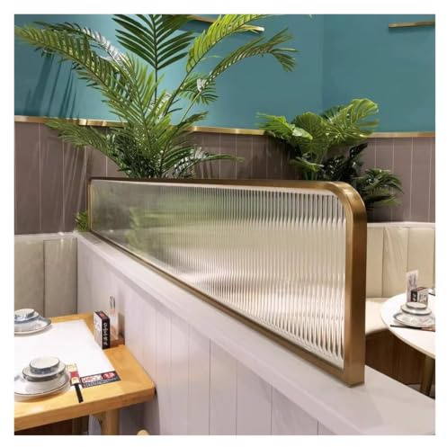 Skärmvägg för restaurang i glas, upphöjd randig avdelare för matplatser, lågt staket med Hot Pot-bänkskiva gold 100 * 25cm