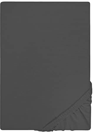 biberna Jersey Spannbettlaken 90x200-100x200 cm grau | 100% Baumwolle Spannbetttuch für Einzelbetten | Atmungsaktiv, Bügelfrei & mit Rundumgummizug | Oeko-TEX Zertifiziert | Modell 0077155