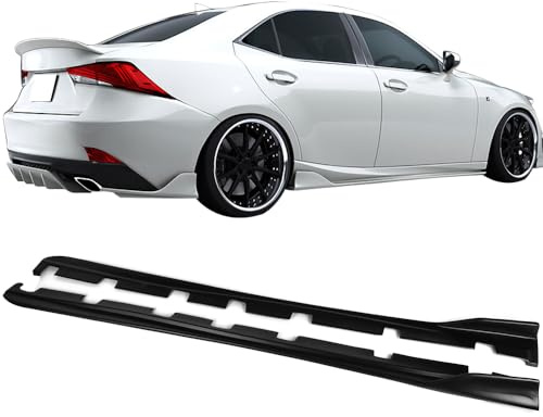 IKON MOTORSPORTS, Side Skirts Compatible with 2014-2020 Lexus IS200t IS250 IS300 IS350 Sedan 4-Door, AR Style PP Matte Black Side Extensions Line Protector