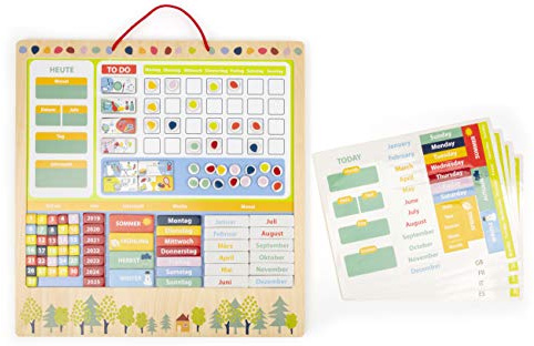 Small Foot 11460 Magnetisk Veckokalender Educate, Läroplanerare Tillverkad Av Fsc 100% Certifierat Trä, Dagkalender För Barn