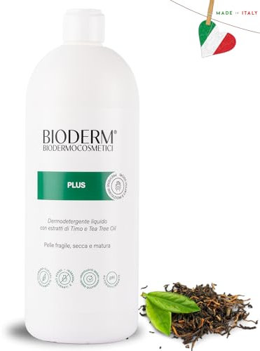 BioDerm Plus Timo Dermodetergente Antibatterico Arricchito con Timo e Tea Tree Oil 1000 ML - Intimo - Delicato per il Corpo