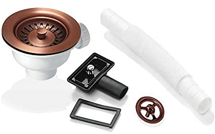 90mm Antique Copper Waste & Overflow for Astini RAK Rangemaster Ceramic Sink