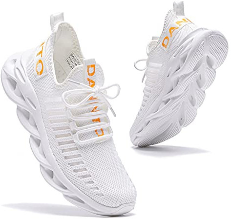 Dannto Chaussures de Sport Running Basket Homme Femme Chaussures de Course Fitness Tennis Gym Respirantes Sneakers Casual Multicolore Légères(Blanc,43)