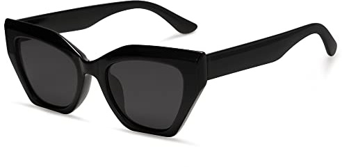 SOJOS Occhiali da Sole da Donna Polarizzati Grandi Occhio di Gatto Vintage Trendy Shades Quadrati Sunnies Gafas de Sole SJ2235 con Nero