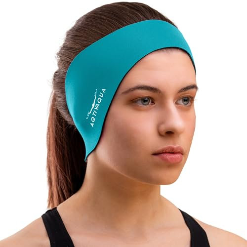 AqtivAqua Schwimm-Stirnband - Schwimm-Ohrenschutz - Schwimm Ear Band für Kinder & Erwachsene, Männer & Frauen, Kleinkinder - Haar-Schutz - hält die Ohrstöpsel im Ohr (Grün, X-Large)