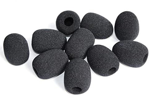 Michear 20pcs Mini Headset Microphone Windscreen, 4 Sizes Lavalier Lapel Microphone Foam Cover, Mini Size Mic Sponge Covers,Handheld Mic Foam Windshield,Black (30X20X8MM)