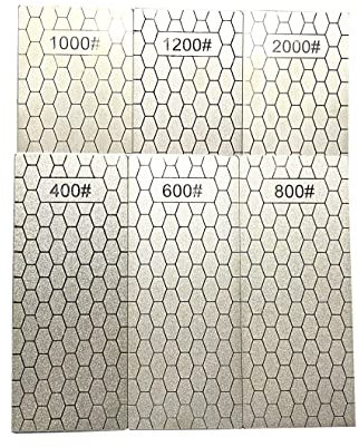 Yuejizhe 6 pietre diamantate per affilare, 400/600/800/1000/1200/2000, con piastra extra fine/grossa, per giardino, utensili da esterno e coltelli da cucina