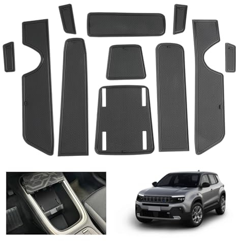 GAFAT Compatibili con Jeep Avenger 2026 2025-2023 Tappetini Antiscivolo, Avenger Hybrid EV Tappetini in Gomma Antiscivolo, Tappetino per Console Centrale, Porte, Accessori Avenger 2025 (Nero)