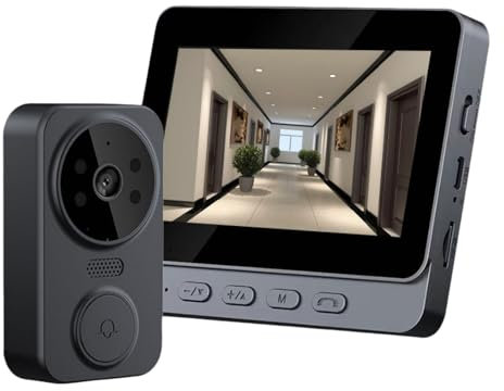 Système D'interphone Vidéo, Visiophone Intelligent 1080P, Sonnette Dingdong à Vision Nocturne Intelligente sans Fil WiFi avec Moniteur Intérieur, Sonnettes D'interphone à