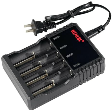 4 Slot Battery Charger Four-Slot Universal Charger Charging for 3.7v Lithium Rechargeable Batteries Compatible 18650 26650 14500 16340 RCR123A 10440 17670 18490 17500 17335 Lithium Battery