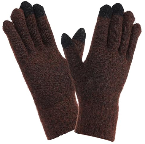PATIKIL 8.7 x 3.5 Touchscreen Winter Gloves, 1 Pair Unisex Knit Gloves Touch Screen Texting Gloves Driving Warm Gloves in Common Size for Men Women, Dark Brown