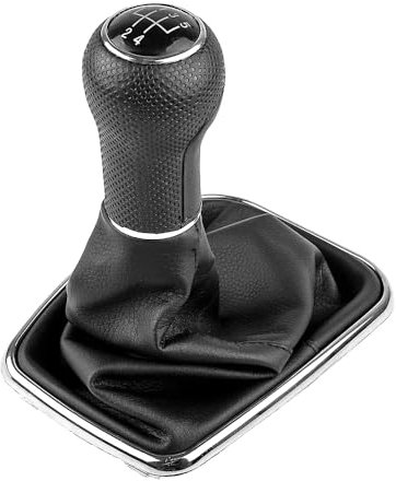 Youzzei VW Schaltknauf Mit Schaltsack - Manuell 5 Gang 23mm für Golf 4 IV - Rahmen Knauf Plug Play Ersatzteil 1J0711113 - Leder und ABS-Kunststoff - Schwarz