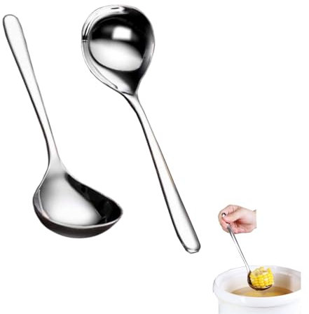 2 Pcs Small Ladle Soup Spoon Stainless Steel Spoon Soup Ladle Sauce Spoons Dishwasher Safe