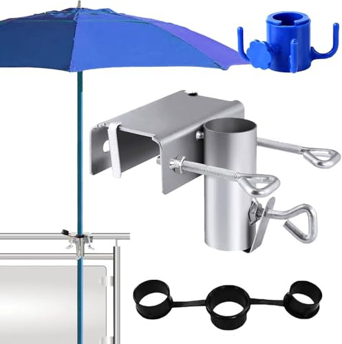 Ayizhiniu Support Parasol Balcon, Supports de Parasol for Terrasse, Support de Fixation for Parasol Ø25-38mm, Support de Parasol Réglable en Métal, S'applique à Table, Ombrage Balcon