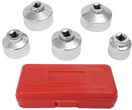 GLBMLMTHZP 5x Universal Oljefilterlock Skiftnyckelsocket Set 24mm 27mm 32mm 36mm 38mm med en förvaringsväska Borttagningsverktyg Passar for Hyundai Passar for Nissan Socket Sockets