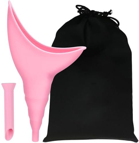 NHQZ Urinal frauen, Wiederverwendbarer Pinkelhilfe für Frauen mit Verlängerungsrohr, Tragbares Frauenurinal, Urinella für Frauen Wandern Camping Zubehör für Unterwegs, Camping（Rosa）