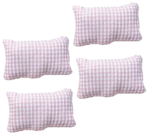 Milisten Mini Pillow 4 Pack Doll House Mini Pillow Model Tiny Sofa Cushion for Doll House Decor Wear-Resistant Miniature for Sofa Couch and Tiny Room Scene