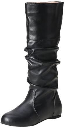 Bottines plissées pour femme - Bottes de chevalier pour l'automne et l'hiver - Bottes mi-mollets - Bottes en cuir - Bottes tendance - Bottes western classiques à enfiler - Bottes de cowboy élégantes